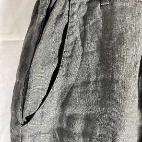 Anthro Cloth & Stone Grey Linen Wide Leg Raw Hem Crop Pants :Sz M - Picture 8 of 9